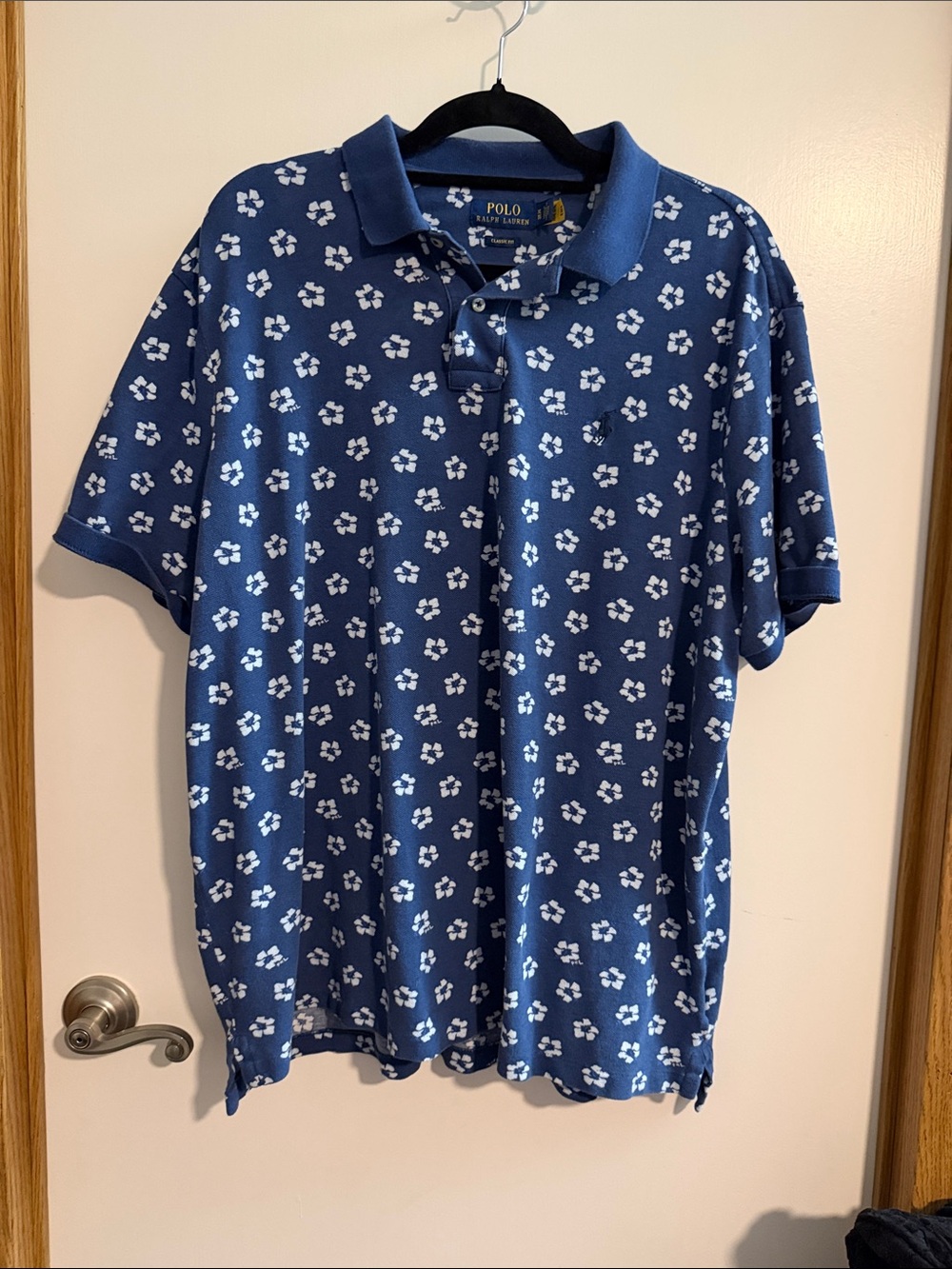 Polo by Ralph Lauren Navy Blue Polo with White Floral Print